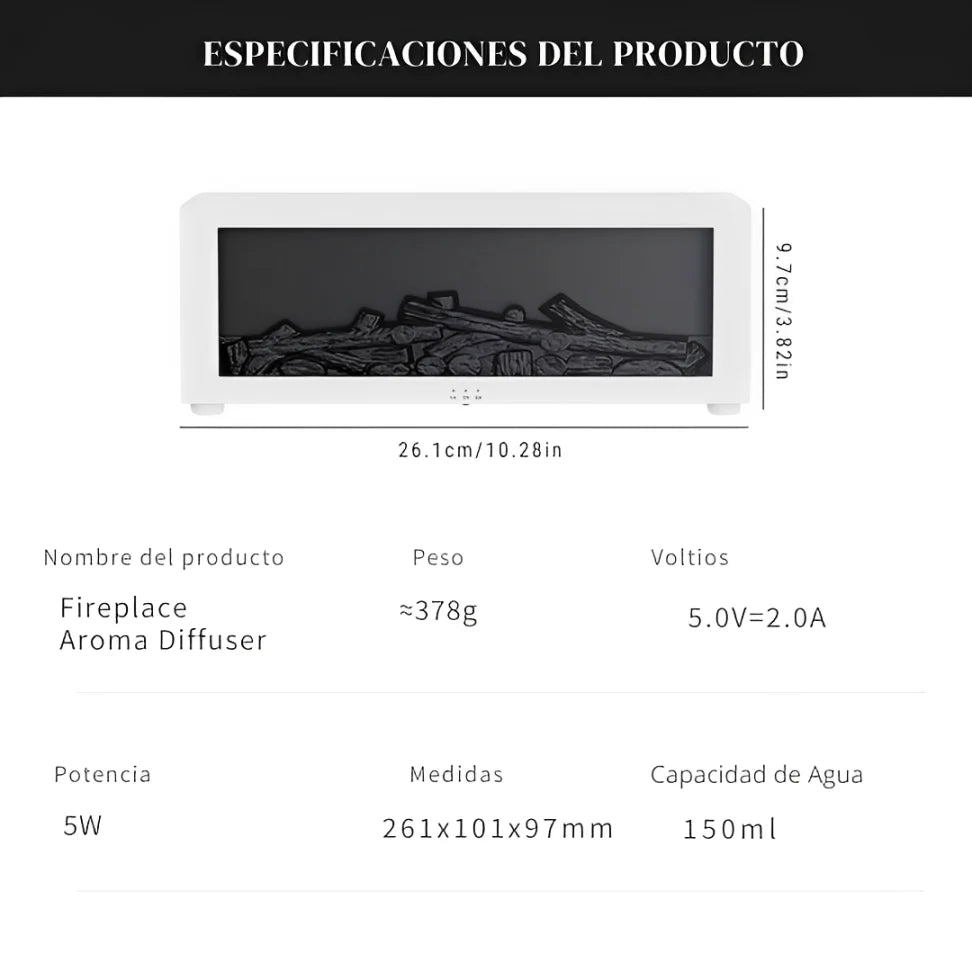 Humidificador y Difusor con Efecto de Chimenea