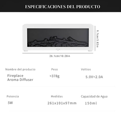 Humidificador y Difusor con Efecto de Chimenea