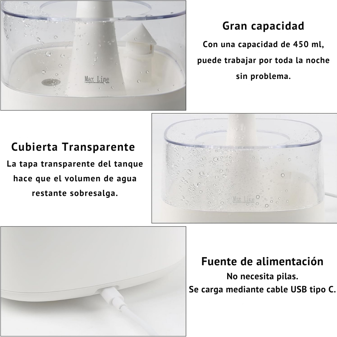 Humidificador con Efecto Relajante de Jardín Lluvioso