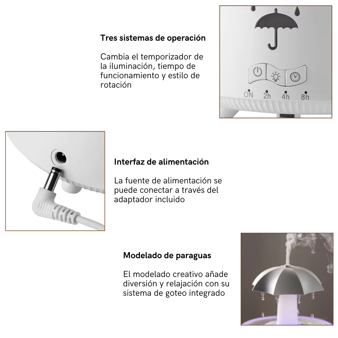 Difusor con Efecto Relajante de Lluvia